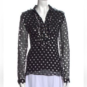 Dodo Bar Or Polka Dot Print V-Neck Blouse size M *LIKE NEW*